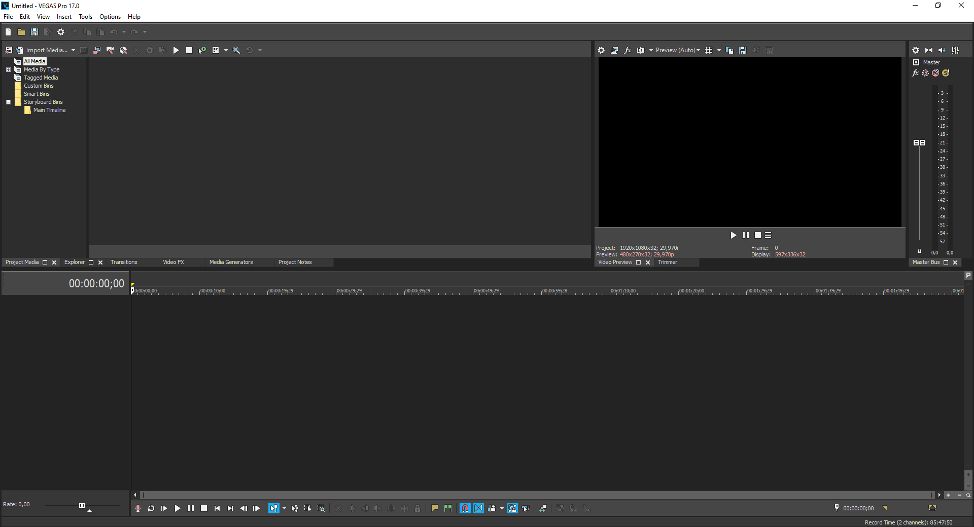 rozhranie vegas - Úprava videa vo Vegas