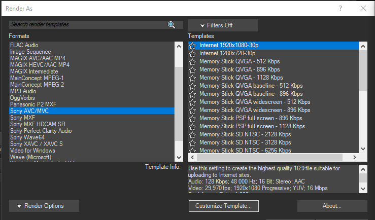Template - Úprava videa vo Vegas