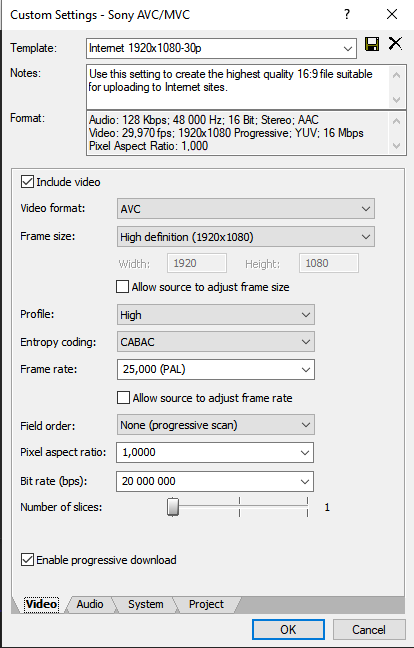 NastaveniSablony - Úprava videa vo Vegas
