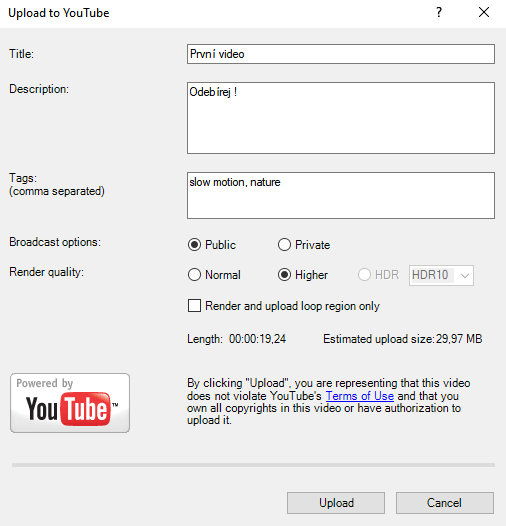 YouTube - Úprava videa vo Vegas
