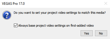 ProjectSettings - Úprava videa vo Vegas