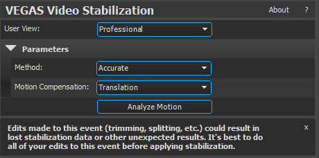 NastaveniStabilizace - Úprava videa vo Vegas