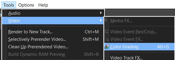 colorGradingButton - Úprava videa vo Vegas