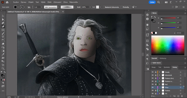 Kresba vlasov základ do vektora