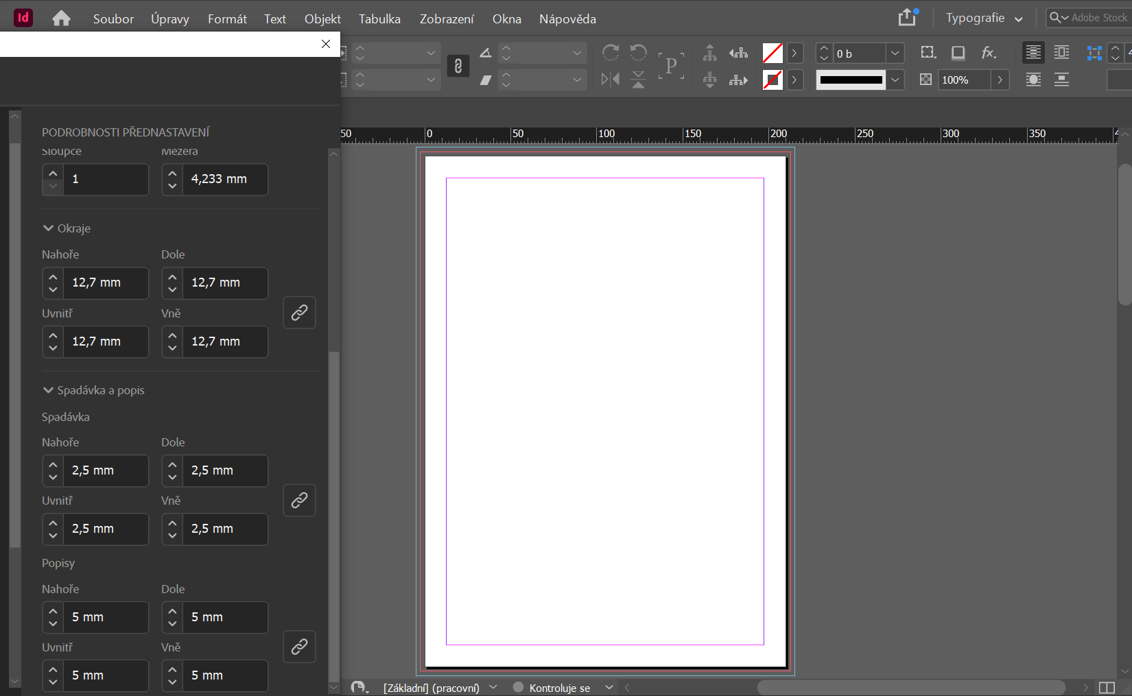 výber dokumentu - Adobe InDesign