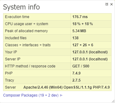 Detail plávajúceho Tracy baru - Jednoduchý redakčný systém v Nette