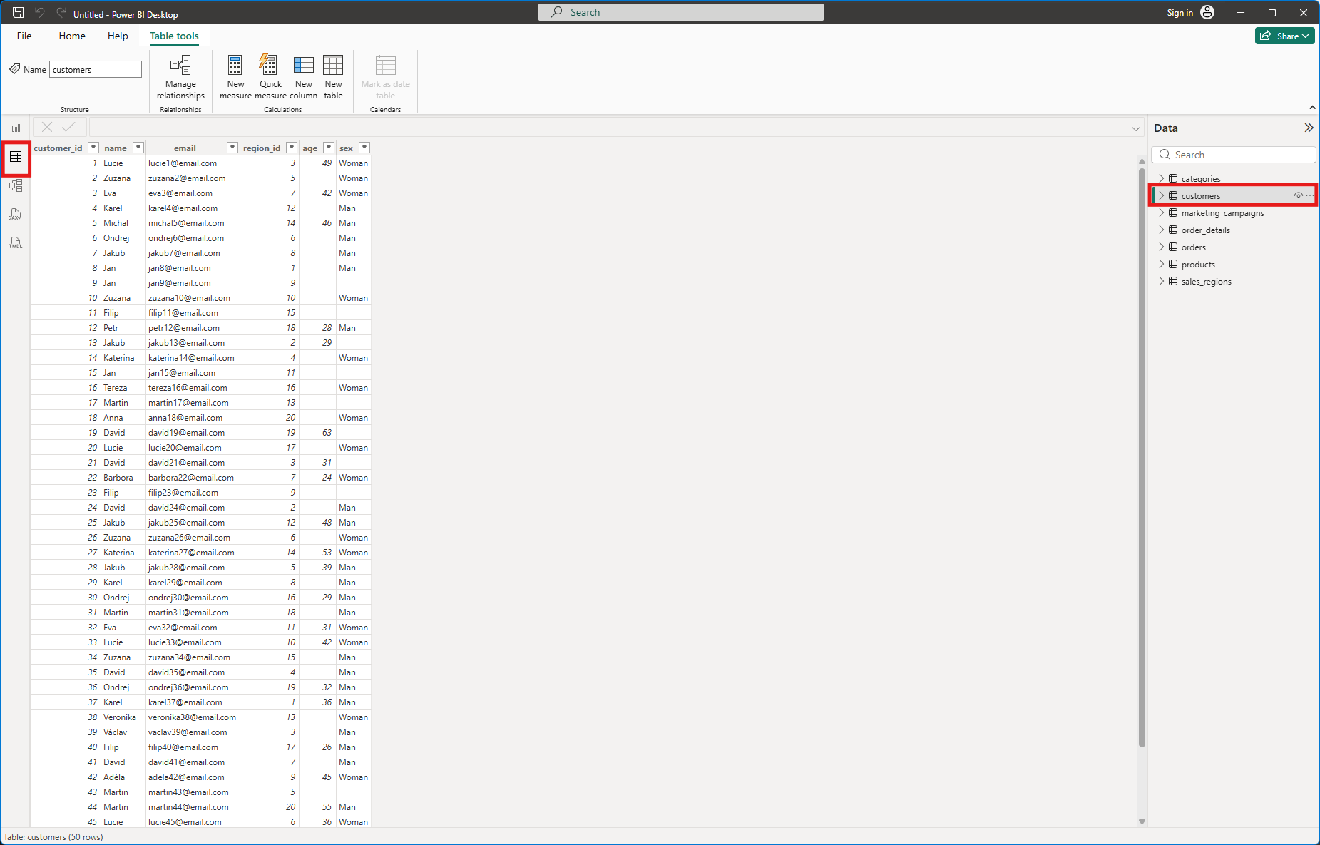 Zobrazenie importu v Power BI - Dátová analýza s Power BI