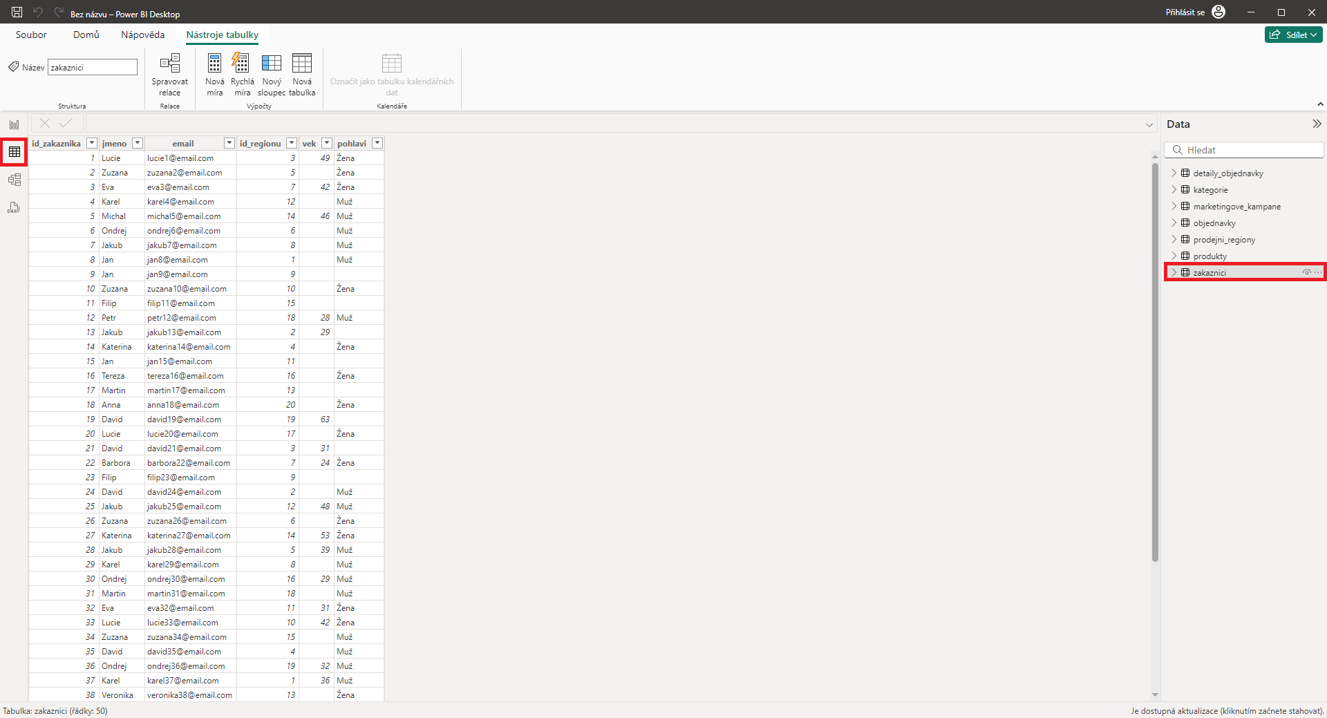 Zobrazenie importu v Power BI - Dátová analýza s Power BI - Dátová analýza s Power BI