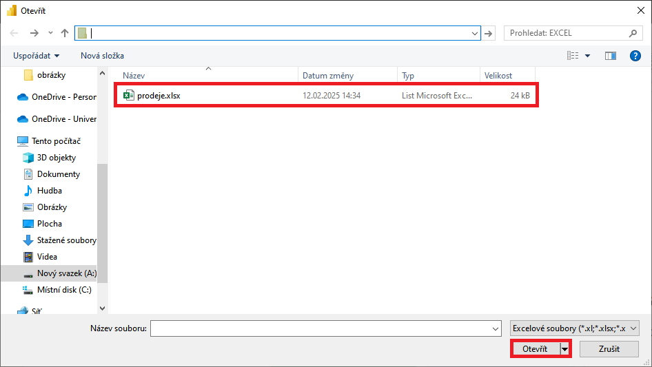 Výber excelového súboru pre import - Dátová analýza s Power BI - Dátová analýza s Power BI