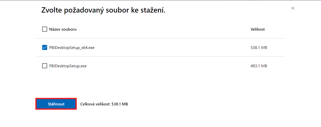 Výber inštalačného súboru Power BI - Dátová analýza s Power BI - Dátová analýza s Power BI