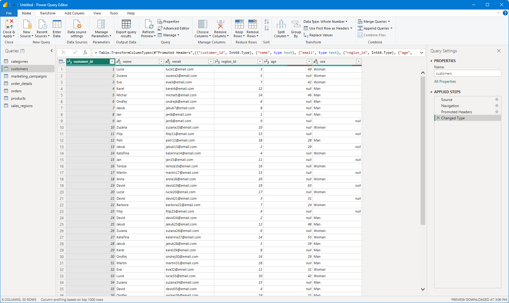 Zobrazenie editora Power Query - Dátová analýza s Power BI