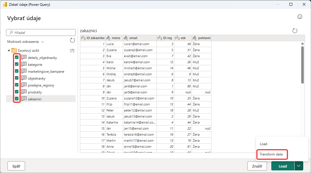 Transformovať údaje - Dátová analýza s Power BI