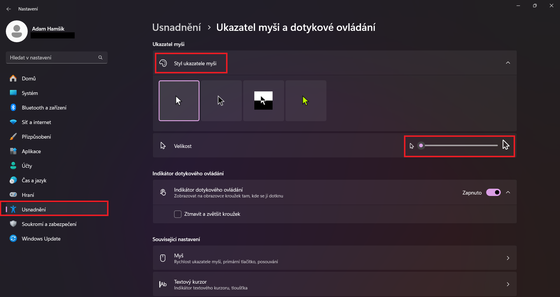 Nastavenie kurzora - Základné ovládanie PC - Základné ovládanie PC