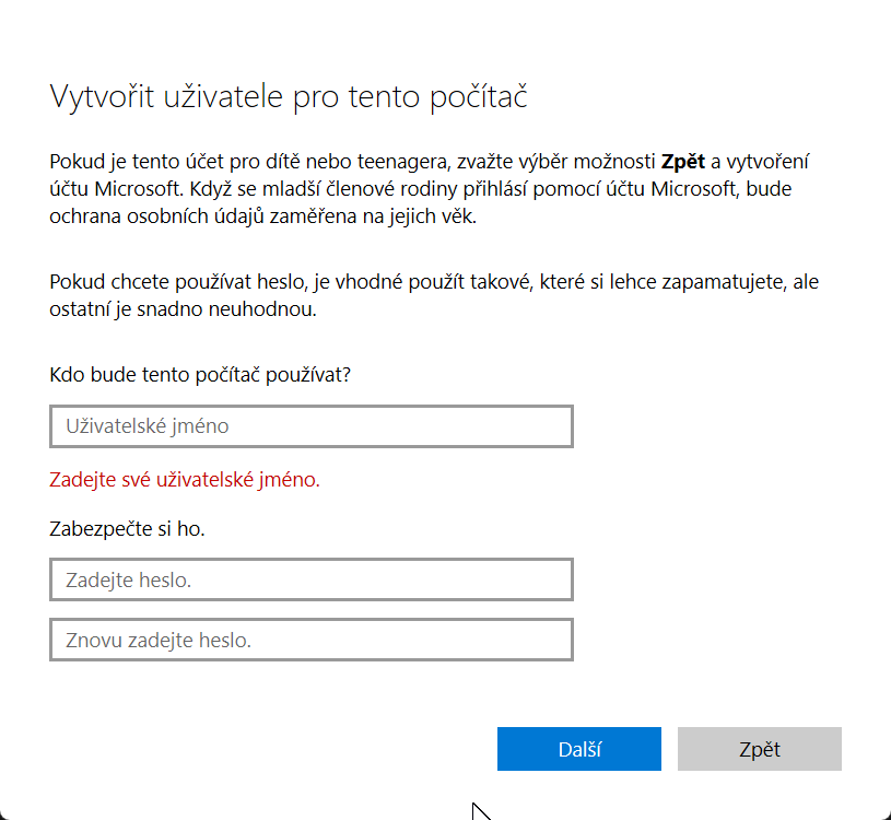 Pridanie mena a hesla - Základné ovládanie PC - Základné ovládanie PC