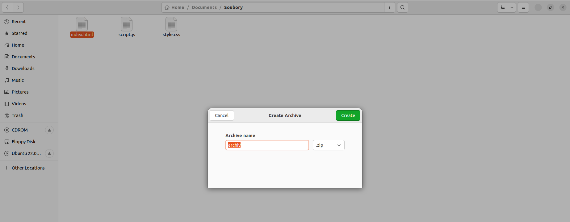 komprimácia v Nautiluse - Základy Linuxu