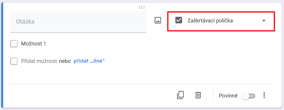 Zaškrtávacie políčka - Základy - Google Formuláre (Forms)