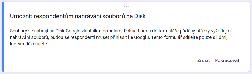 Nahranie súboru - Základy - Google Formuláre (Forms)