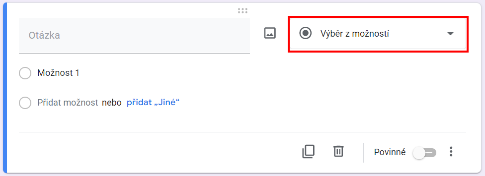 Výber z možností - Základy - Google Formuláre (Forms)