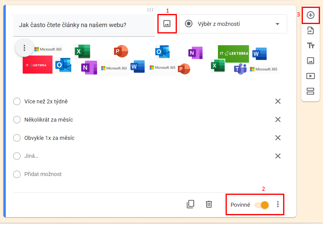 prvá otázka - Základy - Google Formuláre (Forms)