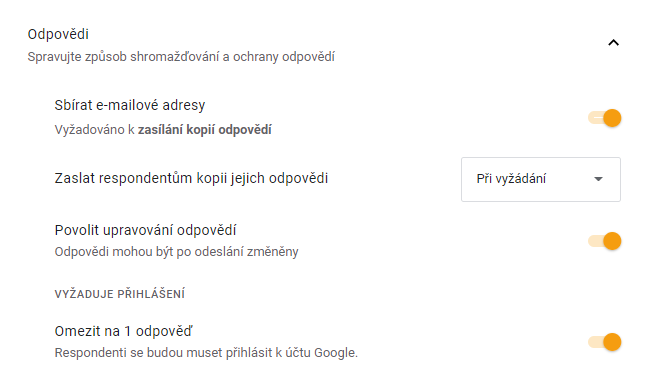 Nastavenie formulára - Základy - Google Formuláre (Forms)