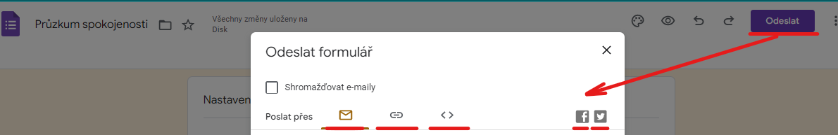 Voľba odoslať - Základy - Google Formuláre (Forms)