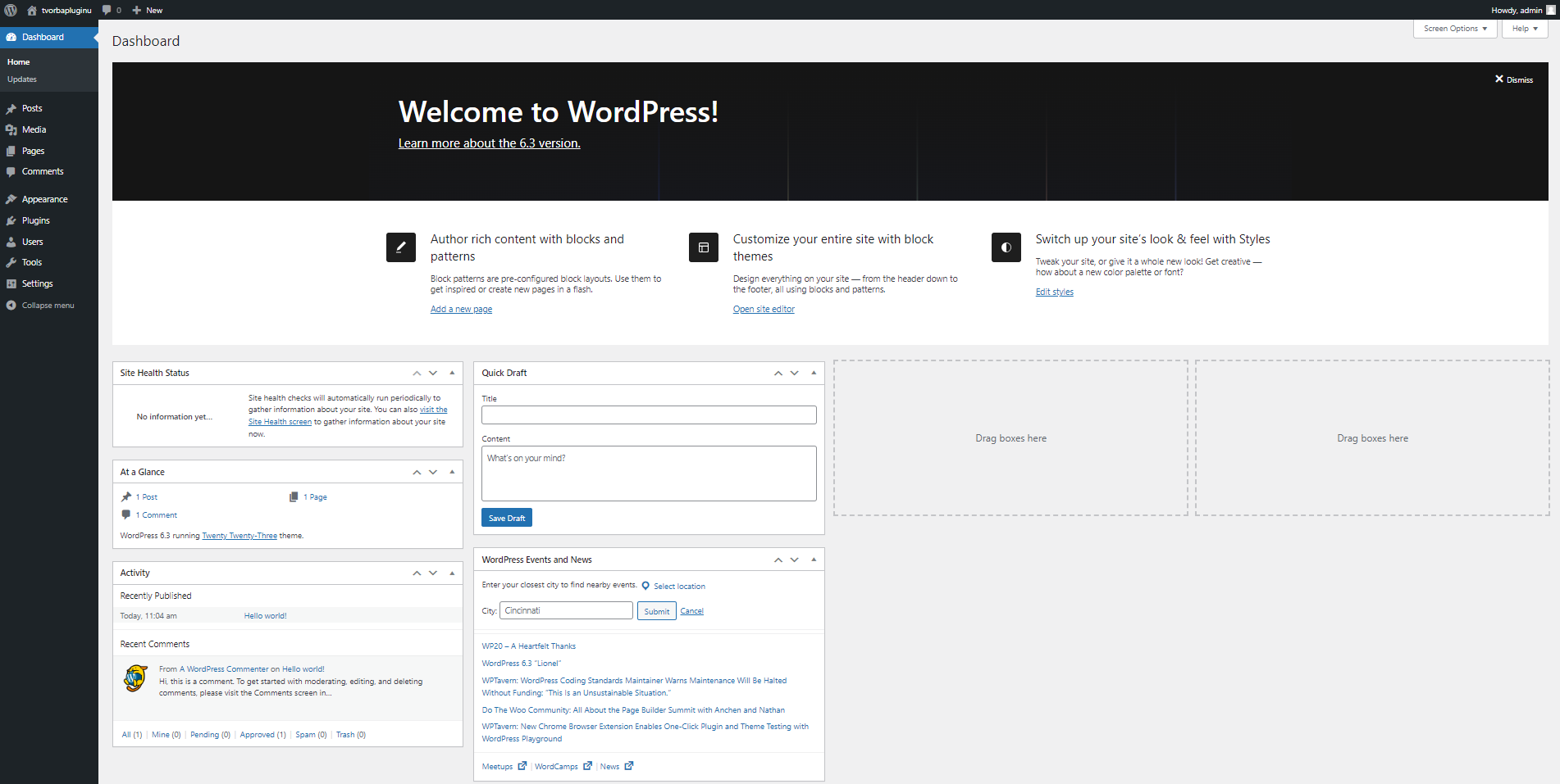 WP Admin - WordPress - Tvorba pluginov