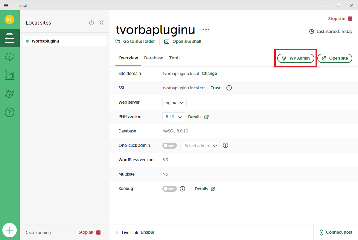 WP Admin - WordPress - Tvorba pluginov