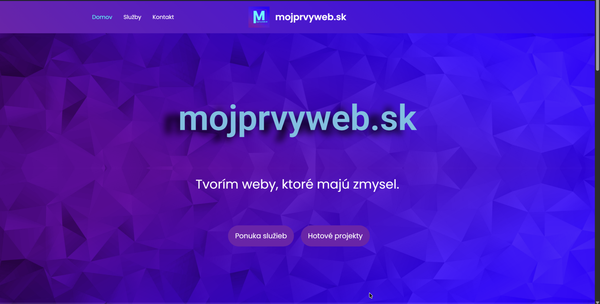 Domovská stránka. - Vytvorenie webu pomocou WordPress