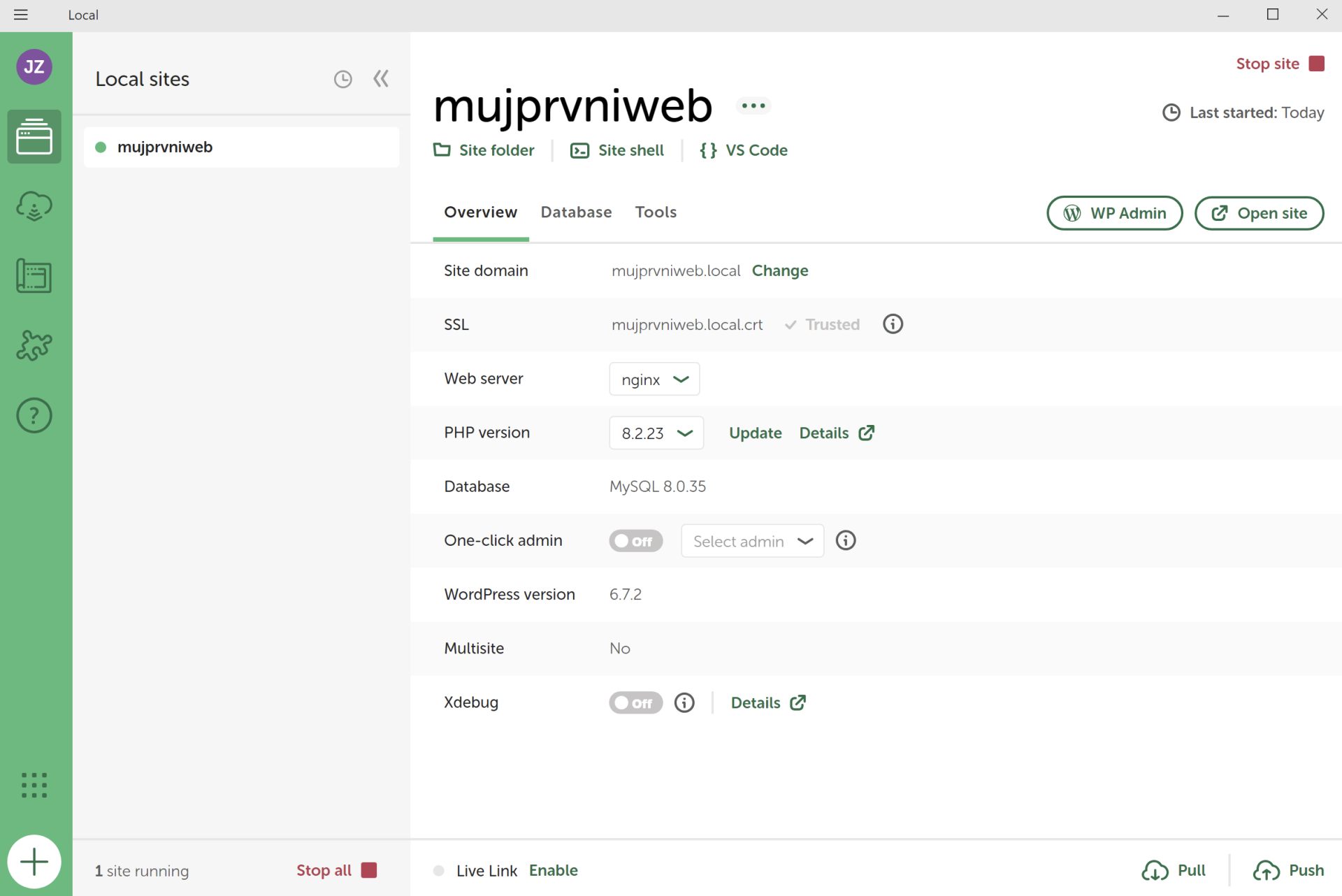 LocalWP. - Vytvorenie webu pomocou WordPress
