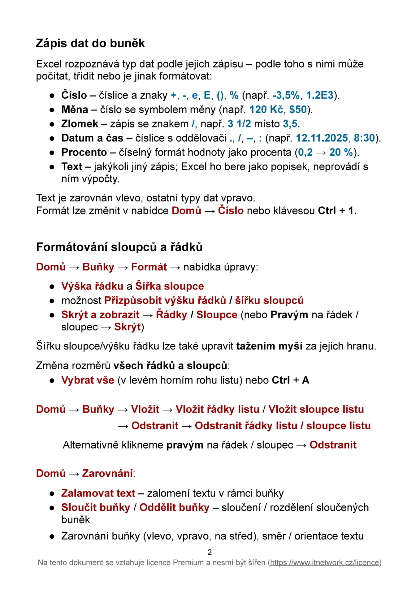 Ťahák základov Microsoft Excel - Základy Microsoft Excel - Základy Microsoft Excel