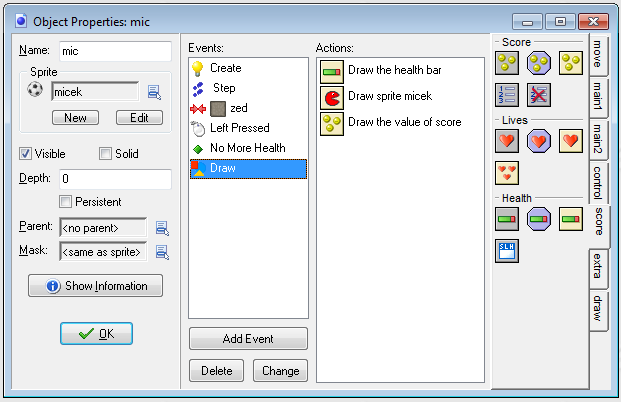 Výsledok snaženia o vytvorenie objektu je toto - Game maker - Jednoduché hry
