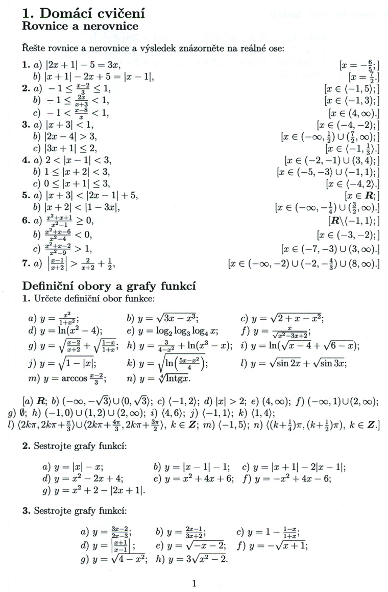 Matematická analýza – Rovnice a nerovnice